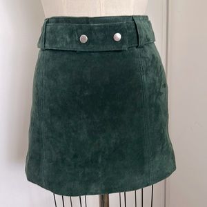 Hunter Forest Green Suede Mini Skirt with matching belt